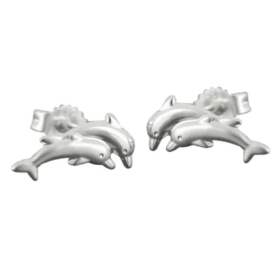 Produktbild von Ohrstecker Ohrring 11x5mm Delfin-Pärchen matt-glänzend Silber 925 silber 11x5mm