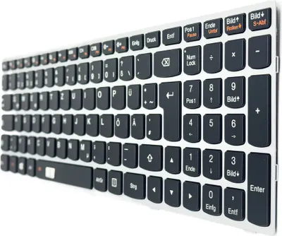 Produktbild von DE Tastatur Keyboard mit Beleuchtung, Silber Rahmen kompatibel für Lenovo IdeaPad 305-15IHW
