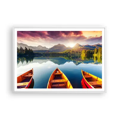 Produktbild von Gerahmtes Poster - Weißer Rahmen - See Natur - 100x70 cm - Wand Bild - Wanddeko - Wandbilder - Kunstposter - Wandposter - Bilderrahmen - Bilder - Kunstdruck - Wandbild - P2WAA100x70-3579