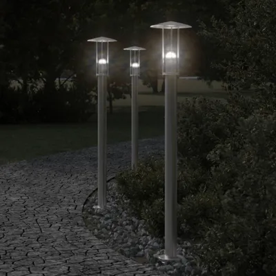 Image de vidaXL Lampe d'allée argentée 100 cm acier inoxydable