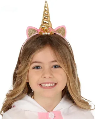 Produktbild von Einhorn Stirnband Glitzer Festlich Karneval Märchenhafte Farben Magisches Horn Fantasievolle Accessoires Party Zauberhafte Themen, Farbe: Gold
