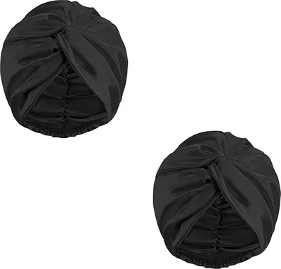 Immagine prodotto di INF 2 Cuffie da notte in raso per capelli ricci, cuffia da notte a doppio strato per donna Nero