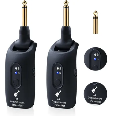 Produktbild von 2,4 GHz Kabelloses Gitarrensystem, Gitarren-Sender-Empfänger für Gitarre, Bass, elektrische Instrumente, Übertragung über 30 m/100 Fuß