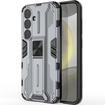 Produktbild von Galaxy S24+ Hülle, Dual Layer PC TPU Bumper Stoßfest Ständer Schutzhülle für Samsung Galaxy S24+ Grau