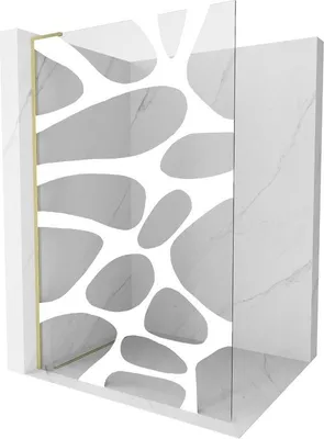 Produktbild von Mexen Kioto L Duschwand Walk-in 70 x 200 cm, weißes Muster, gebürstetes Gold - 800-070-103-55-97