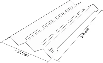 A diagram of a gas grill burner cover with dimensions indicated.