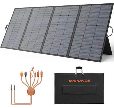 Produktbild von Solarmodul 400W Tragbar - Faltbares Solarpanel Mit Ständer - Monokristallin - 4 Module - Wirkungsgrad 24% - Für Wohnmobil Camping Off Grid
