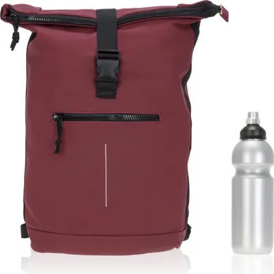 Produktbild von Rucksack Plane Time Bag Mart Kurierrucksack Roll-top Fahrradrucksack Freizeitrucksack Sport Fitness Reise 511135 24 Rot + Flasche