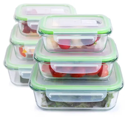 Zdjęcie produktu dla Szklane Pojemniki Na Żywność Z Pokrywką Lunchbox Do Mikrofali Alpina 6Szt