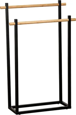 Produktbild von Tendance Handtuchhalter schwarz braun Bambus Metall 20x53x82 cm