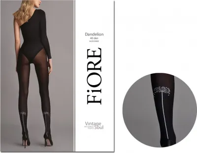 Produktbild von Mikrofaserstrumpfhose 40 unten gemustert mit Nähten Schwarz 2