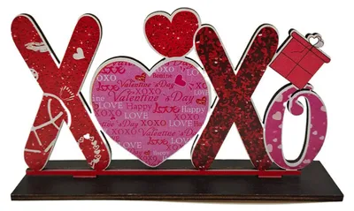 Produktbild von Romantisches Tischschild aus Holz zum Valentinstag, herzförmige Etagere, freistehende Tischdekoration für Schreibtisch, Regal oder Zuhause