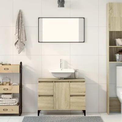 Produktbild von "Winterschlussverkauf "Waschbeckenunterschrank Modernes Design - Badezimmerschrank Badmöbel - Sonoma-Eiche 80x33x60 cm Holzwerkstoff NeuMöbel 9034886
