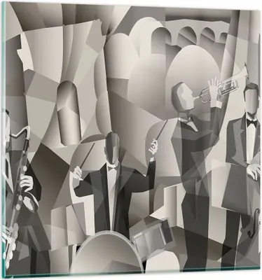 Produktbild von Bilder auf glas - Jazz Musik Musiker - 60x60cm - Glasbilder - Wandbilder - Kunstdruck - zum Aufhängen bereit - Wanddekoration aus Glas - Glas Bilder - Wandbild auf Glas - Einteilig - GAC60x60-4119