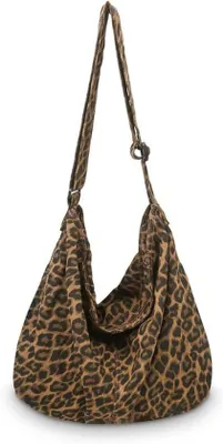 Image de Grand sac en toile de couleur macchiato, motif léopard, spacieux, avec fermeture éclair, idéal pour un usage quotidien