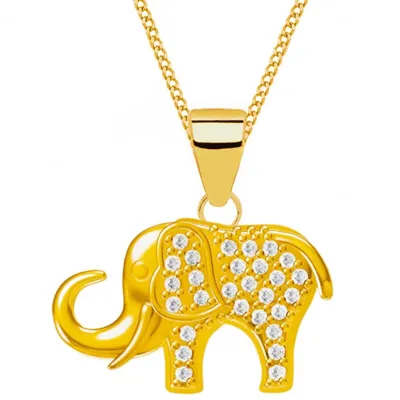 Elefant Kette mit Anhänger in Gold I Mädchen Kinderkette 38cm