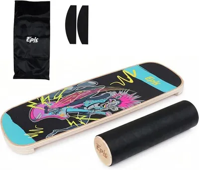 Imagen del producto de Tabla de equilibrio con rodillo: entrenador de equilibrio de madera, ideal para fitness, tenis, atletismo, así como para entrenamiento de surf y snowboard; apta para todas las edades a partir de 9 años, con una capacidad de carga de hasta 150 kg.