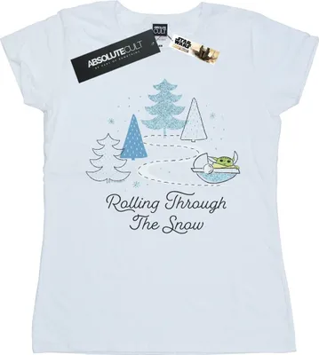 Produktbild von Star Wars - "The Mandalorian Rolling Through The Snow" T-Shirt für Damen BI43123 (L) (Weiß)