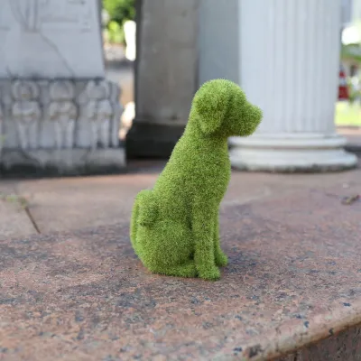 Zdjęcie produktu dla Flocked Animal Statue European Style Handcrafted Resin Simulation Moss Flocked Figurine for Garden Type A