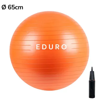 Produktbild von EDURO Gymnastik-Ball mit Handpumpe Fitness Yoga Pilates Sitzball orange 65 cm