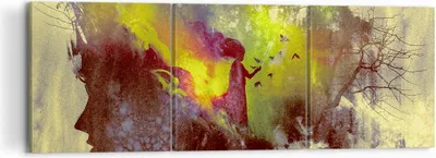 Produktbild von Bild auf Leinwand - Leinwandbild - Gesicht Grafik Abbildung Mädchen - 120x40cm - Wand Bild - Wanddeko - Leinwanddruck - Bilder - Kunstdruck - Leinwand bilder - Wandkunst - CA120x40-3195