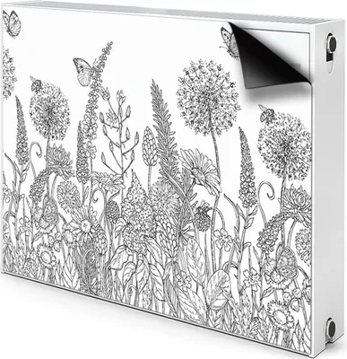 Produktbild von Magnet Heizkörperabdeckung Heizkörperverkleidung Verkleidung Abdeckung 80x60 cm  - Skizze, Blumen