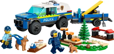 Produktbild von LEGO 60369 City Mobiles Polizeihunde-Training, Polizeiauto-Spielzeug mit Anhänger, Hunde- und Welpenfiguren, Tier-Set für Kinder ab 5 Jahren