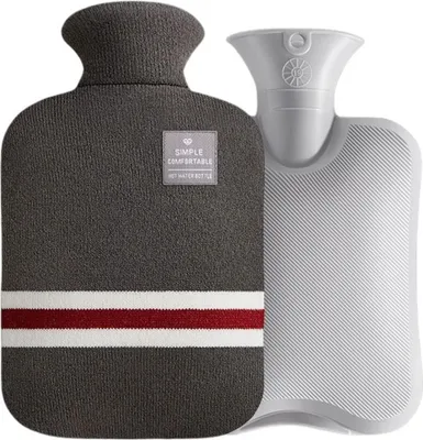 Produktbild von XXL Wärmflasche 2L mit weichem Bezug PVC Bettflasche Handwärmer Winter Wärme, Größe:2 Liter, Farbe:Dunkel Grau