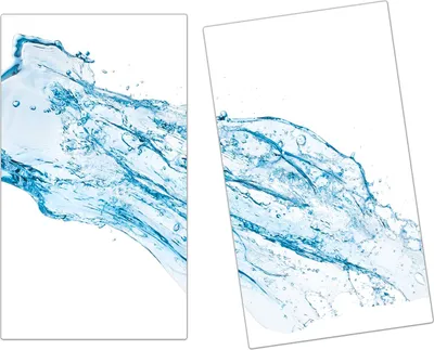 Produktbild von Spritzschutz Herdabdeckplatte Schneidebrett aus Glas Blaue Wassersplash 2-Teilig (60x52cm)