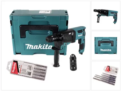 Produktbild von Makita HR 2631 FTJ Kombihammer 800 W 2,4 J SDS Plus + Schnellspannfutter + 5 tlg. Bohrer Set + Makpac