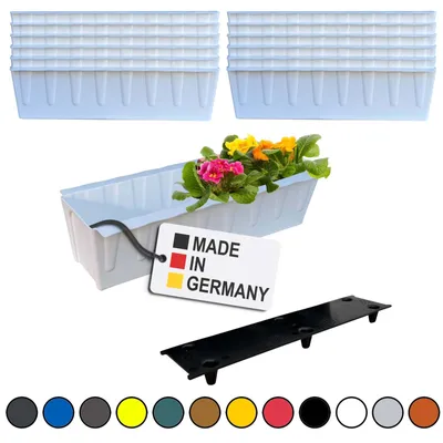 Image de BURI 12 inserts de jardinières pour palettes Euro avec tapis d'arrosage | 37,3cm Blanc | Jardinière pour palette Euro | Balconnière | Pot de fleurs | en plastique solide |  Germany