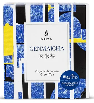 HERBATA ZIELONA GENMAICHA JAPOŃSKA Z PRAŻONYM RYŻEM BIO (15 x 1,5 g) 22,5 g - MOYA MATCHA