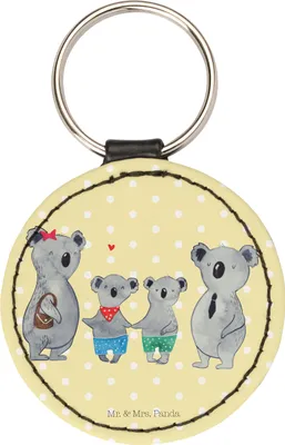 Produktbild von Mr. & Mrs. Panda Anhänger Koala Familie zwei - Gelb Pastell - Geschenk, Taschenanhänger, schlüsselring, Muttertag, Schlüsselanhänger, Taschenbaumler, Koalabär, edel
