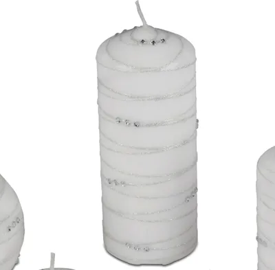 Produktbild von Stumpenkerze SPIRALE weiß silber H. 16cm D. 7cm aus Wachs Formano WA
