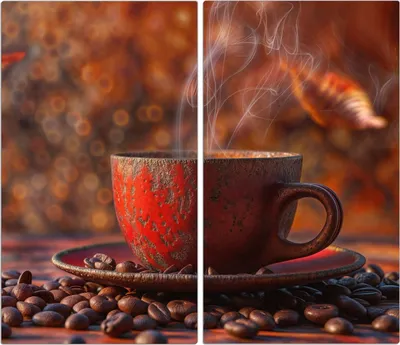 Produktbild von Spritzschutz Herdabdeckplatte Schneidebrett aus Glas Kaffeetasse im Herbst 2-Teilig (60x52cm)