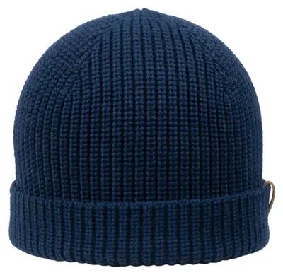 Giesswein kurze Strickmütze Grimming mit Umschlag in blau
