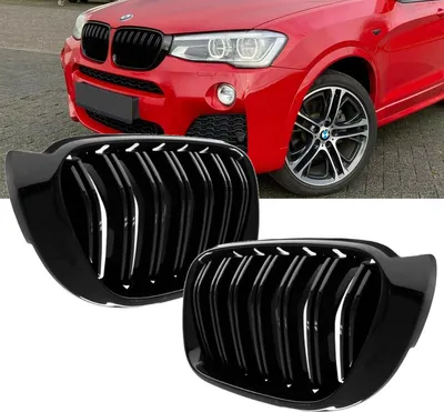 Immagine prodotto di Set griglia radiatore doppia barra Griglia anteriore verniciata nero lucido Adatta per BMW X3 F25 X4 F26 bj 14-18