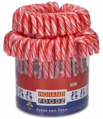 Produktbild von Holland Foodz Zuckerstangen 12cm rot-weiß 72er