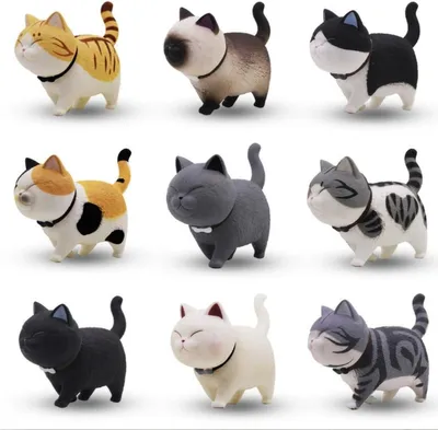 Obrázek produktu pro Sada mini figurek koček, 9 kusů, realistické sošky koček, dekorace pro stůl, zahradu, akvárium