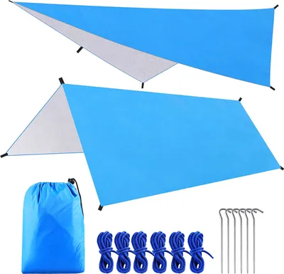 Produktbild von 9,8 * 9,8ft Multifunktionale wasserdichte Camping Plane Haengematte Sonnenschutz Zelt Regenschutz Leichte Outdoor-Plane Baldachin fuer Camping Beach Picknick