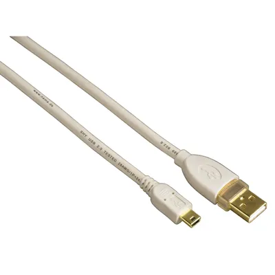 Produktbild von Hama 78468 USB Datentransferkabel - 1,80 m - ja - Typ B Stecker Mini USB - Typ A Stecker USB - Weiß