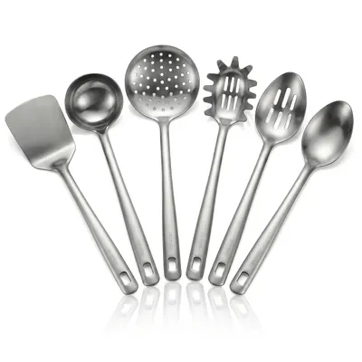 Produktbild von Arendo Kochbesteck-Set, Küchenhelfer Set, 6er Set, Kochzubehör, Professionelle Küchenutensilien mit Aufhängeöse, Edelstahl, hitzebeständig, rostfrei, spülmaschinengeeignet