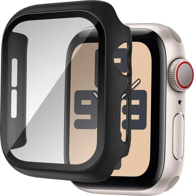 Produktbild von Bandz Hartschalenetui mit Bildschirmschutz passend für Apple Watch 10 - 42mm & Apple Watch 11 - 42mm Gehäuse - Schutzhülle aus Polycarbonatmaterial - Vollschutzhülle mit Bildschirmschutz (schwarz)