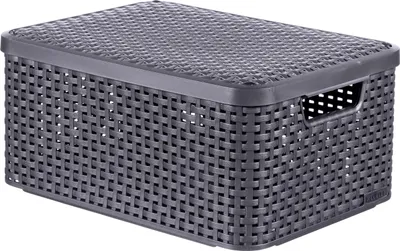 Image de Curver Boîte de rangement avec couvercle Style M 18L métallique argenté