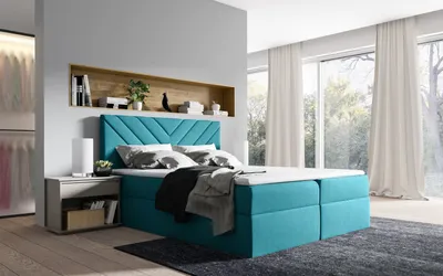Produktbild von Kontinentales Bett IVANA 6 – 180x200, blau + Gratis-Topper