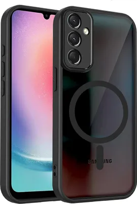 Obrázek produktu pro Magnetické pouzdro pro Samsung Galaxy A24 4G, průsvitné tvrdé PC pouzdro s měkkým TPU rámečkem Černý