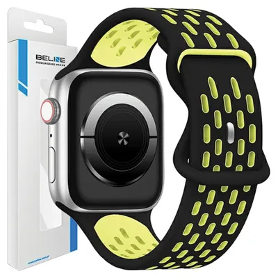 Produktbild von Beline Apple Watch New Sport Silikonband 42/44/45/49Mm Schwarz/Gelb Box