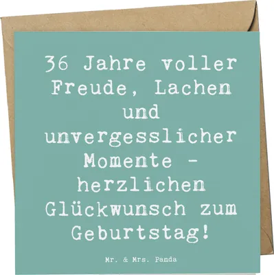 Produktbild von Mr. & Mrs. Panda Glückwunschkarte Spruch 36. Geburtstag - Meeresbrise - Geschenk, doppelkarte, Grußkarte, Klappkarte, Geburtstagsparty, Glückwunsch, Lachen, anlasskarte