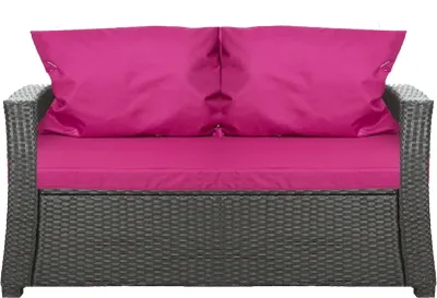 Immagine prodotto di Cuscini per divano da giardino - Rosa| Cuscino per seduta 120x50x7, schienale 2*56x50| Seduta per 2 persone| Cuscino in rattan da esterno per divano| Cuscino per seduta