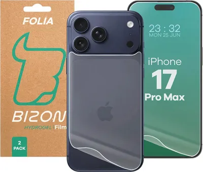 Produktbild von Hydrogel Folie für Display und Rückseite Bizon Glass Hydrogel Pack für iPhone 17 Pro Max, 2 Stück